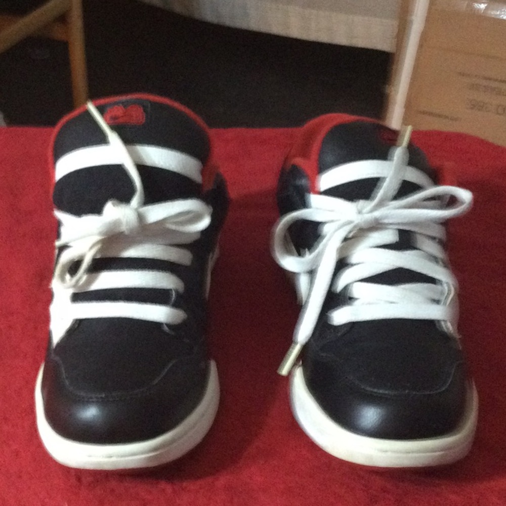 Kids Black and Red Lace-Up Sneakers
